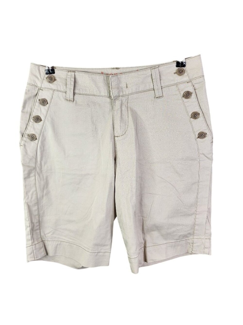 Womens Sonoma Beige Modern Bermuda Shorts 8" Inseam Cotton Blend Stretch Size 4
